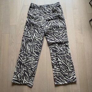 RSQ High-Waisted Straight-Cut Jungle Pattern Jeans, Size 32 🌿🐆